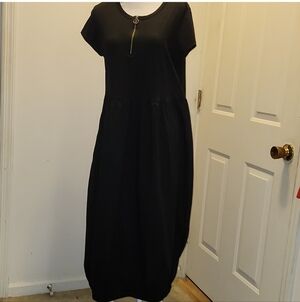 FOIL Womens Dress S Mercerised Midi Zip Lagenlook Cotton